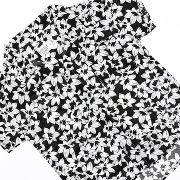 black white floral slip shirt