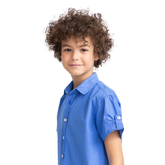 royal blue half sleeve buttoned shirt