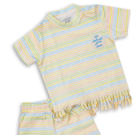 Multi Colored Stripped Pajama Set