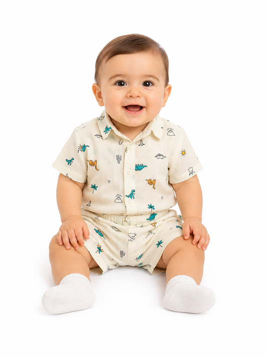 White Buttoned Shirt and Short Outfit