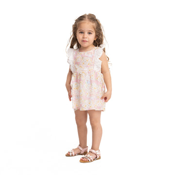 pink sleeveless dress with flower print 1