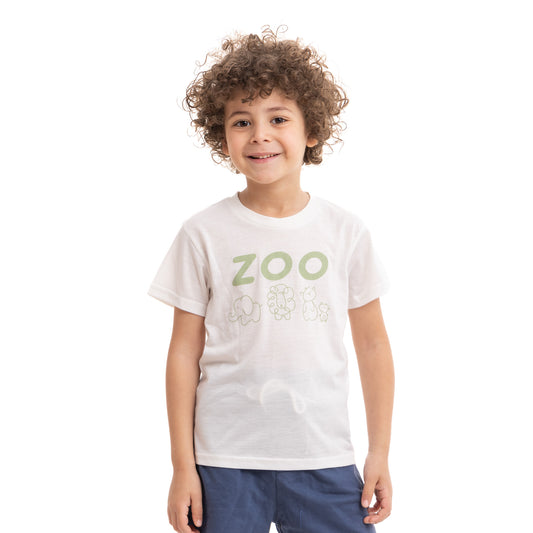 white and green shirt with chest print
