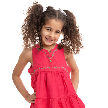 fushiya sleeveless dress with flower stitching