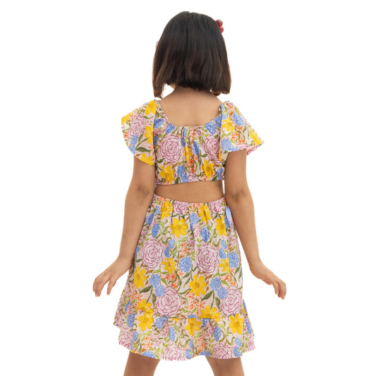 Yellow and Blue Floral Dress