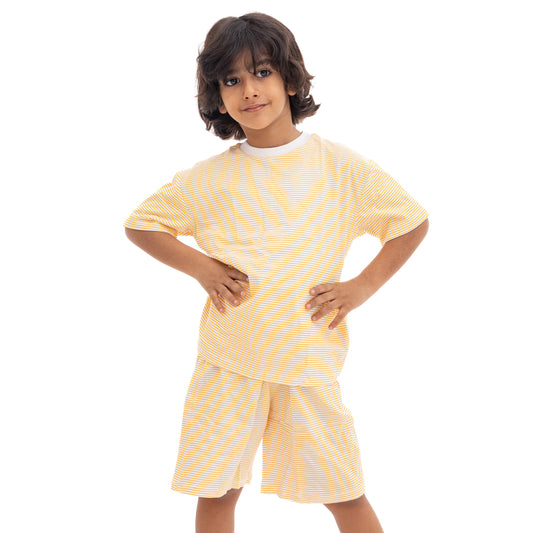 White and Orange Stripped Pajama Set