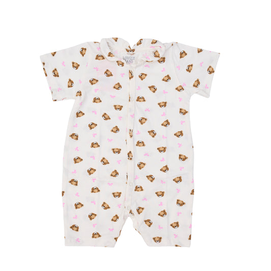 White Onesie with All Over Bear Print