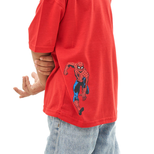 Boy's red t-shirt with a Spider-Man design