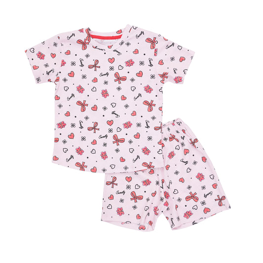 Pink Printed Short Pajama Set