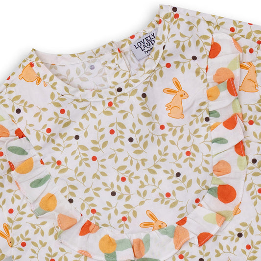 White Blouse with All Over Print