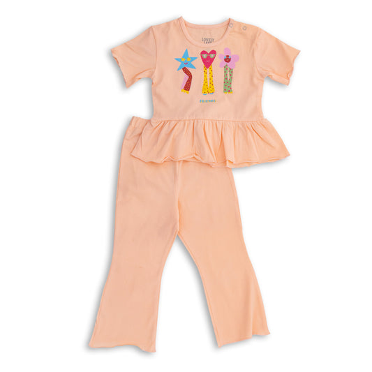 Baby Girls' Cute Simon-colored Pajama Set with a Tree Print