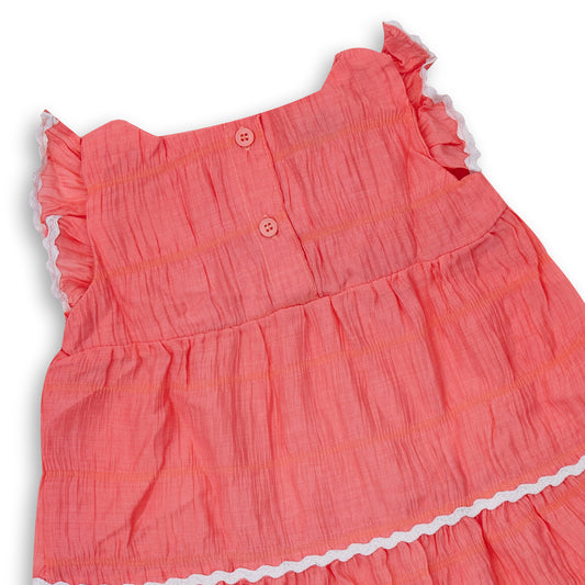 Girls' Pink Sleeveless Crumpled Design Like Dress