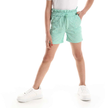 self patterned green girls shorts