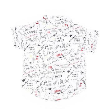 texts drawings allover baby boys shirt white black red