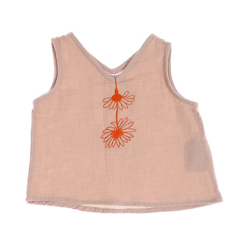 linen stitched slip on sleeveless girls top white