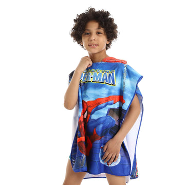 spiderman red blue boys sleeveless poncho