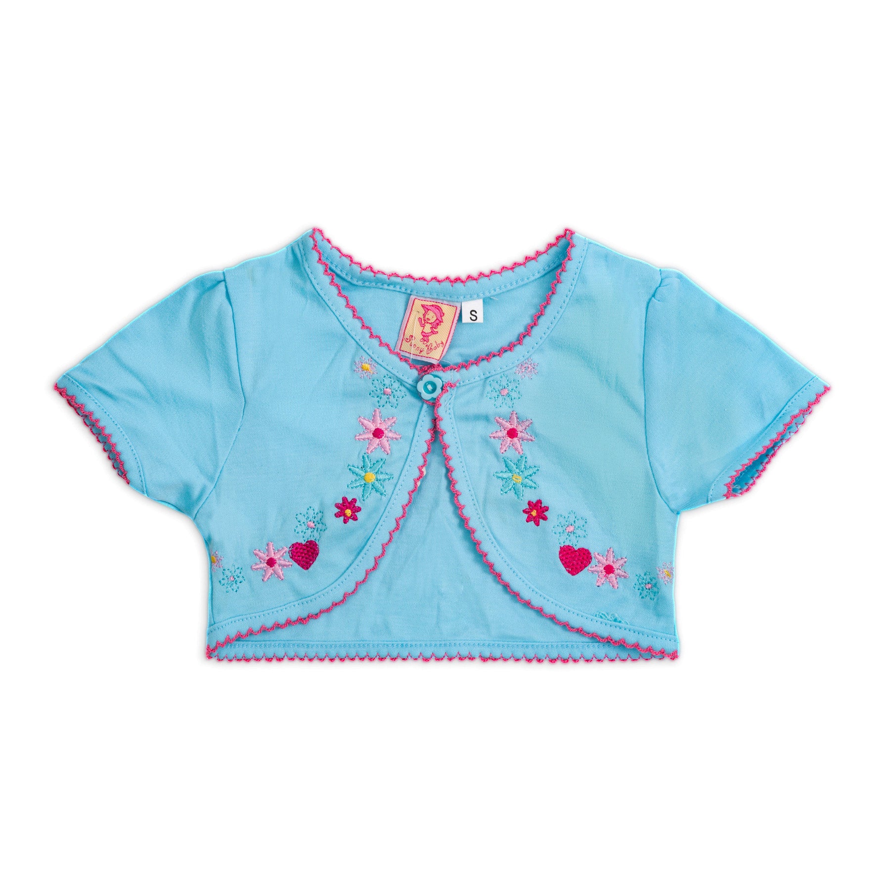 Torquoise Bolero Jacket with Flower Stitching