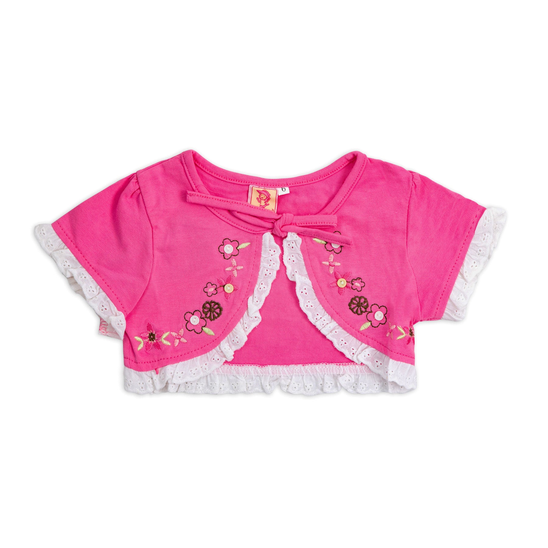 Fushya Bolero Jacket with Flower Stitching and Buttons