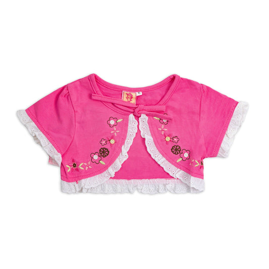 fushya bolero jacket with flower stitching and buttons