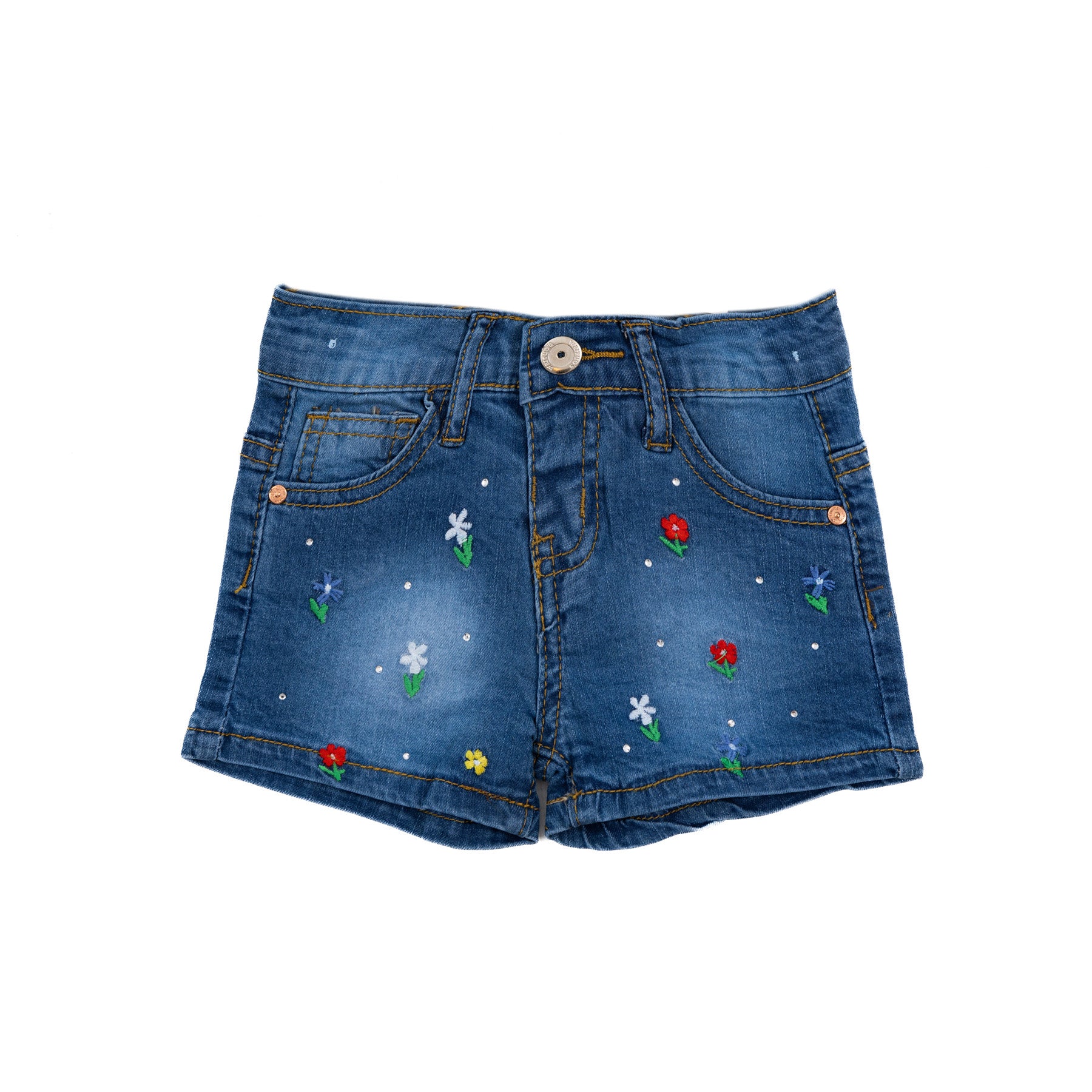 dark blue jeans hot short with all over stitching