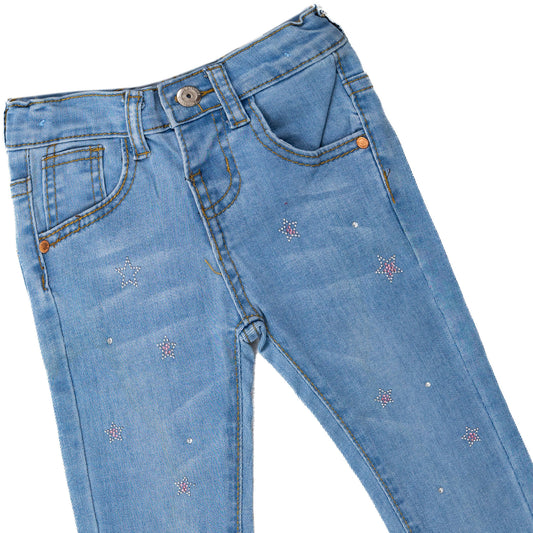 blue jeans pants with stars stitching