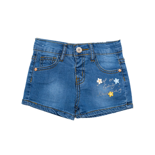 light blue jeans pants with flower stitching