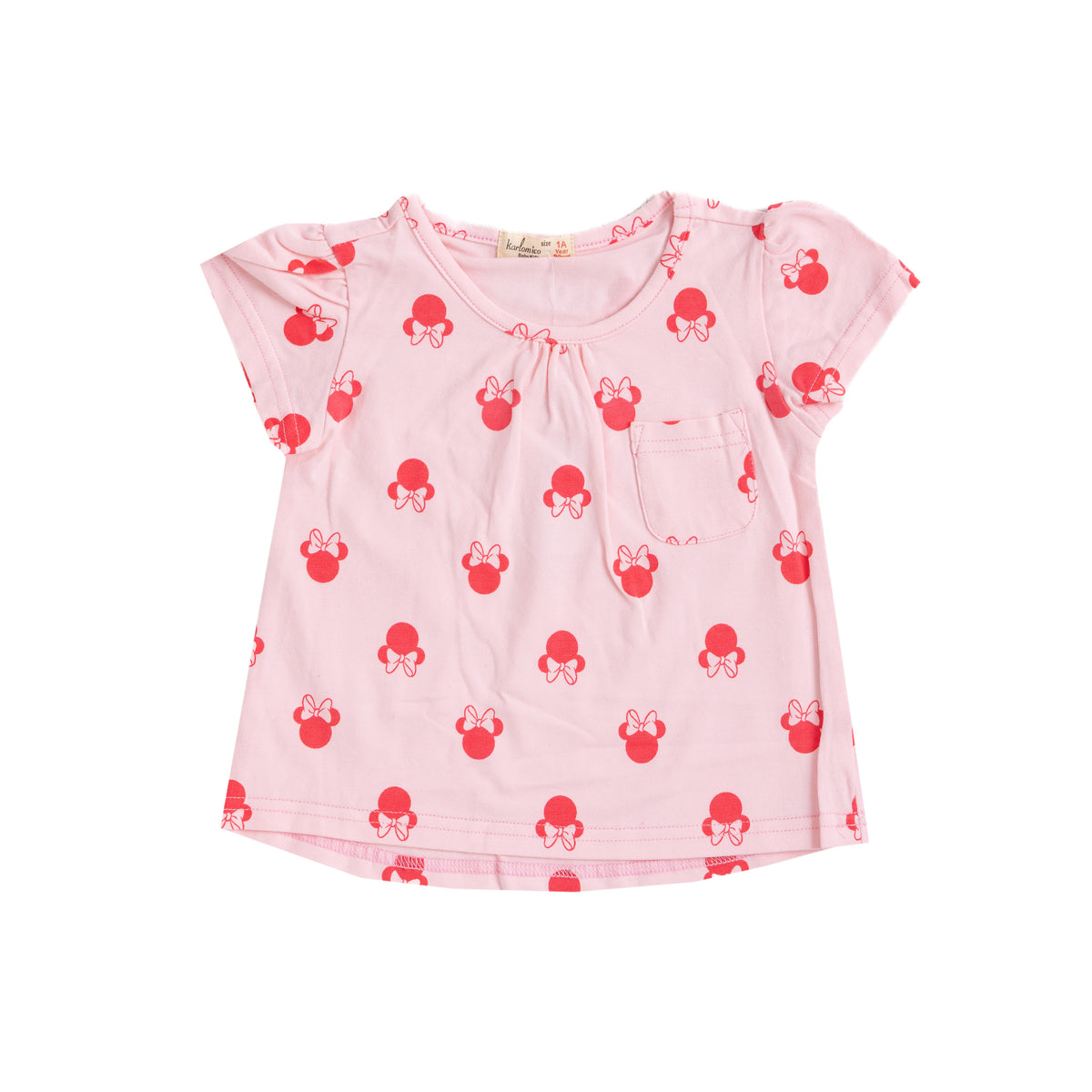 Pink Short Sleeve Top with Decorative Print
