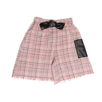 Elastic Waist Shorts With Fringed Trim - Rose & Black