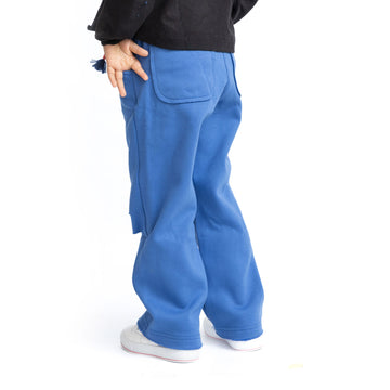 blue pants with cut design