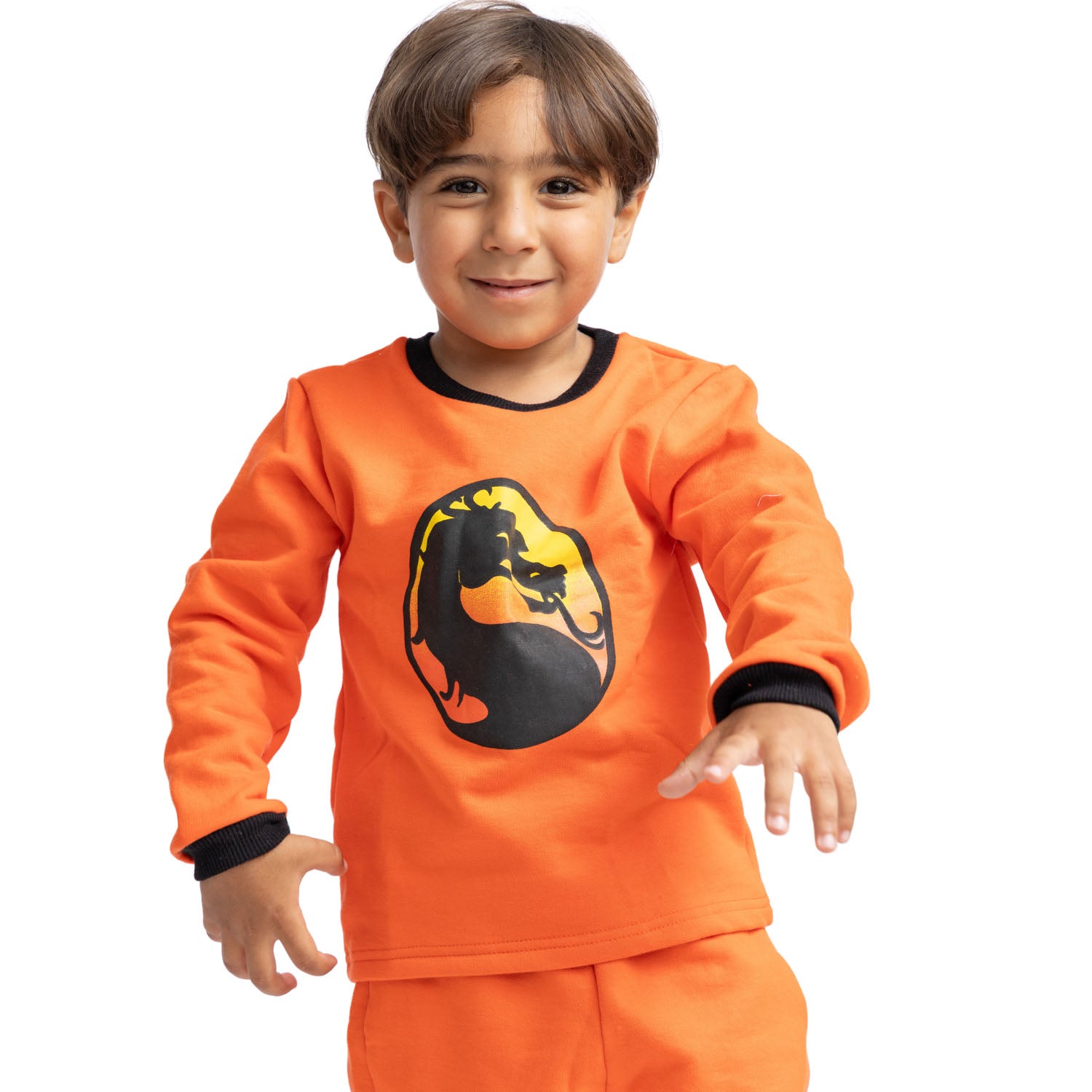 orange pyjama set with mortal kambat design