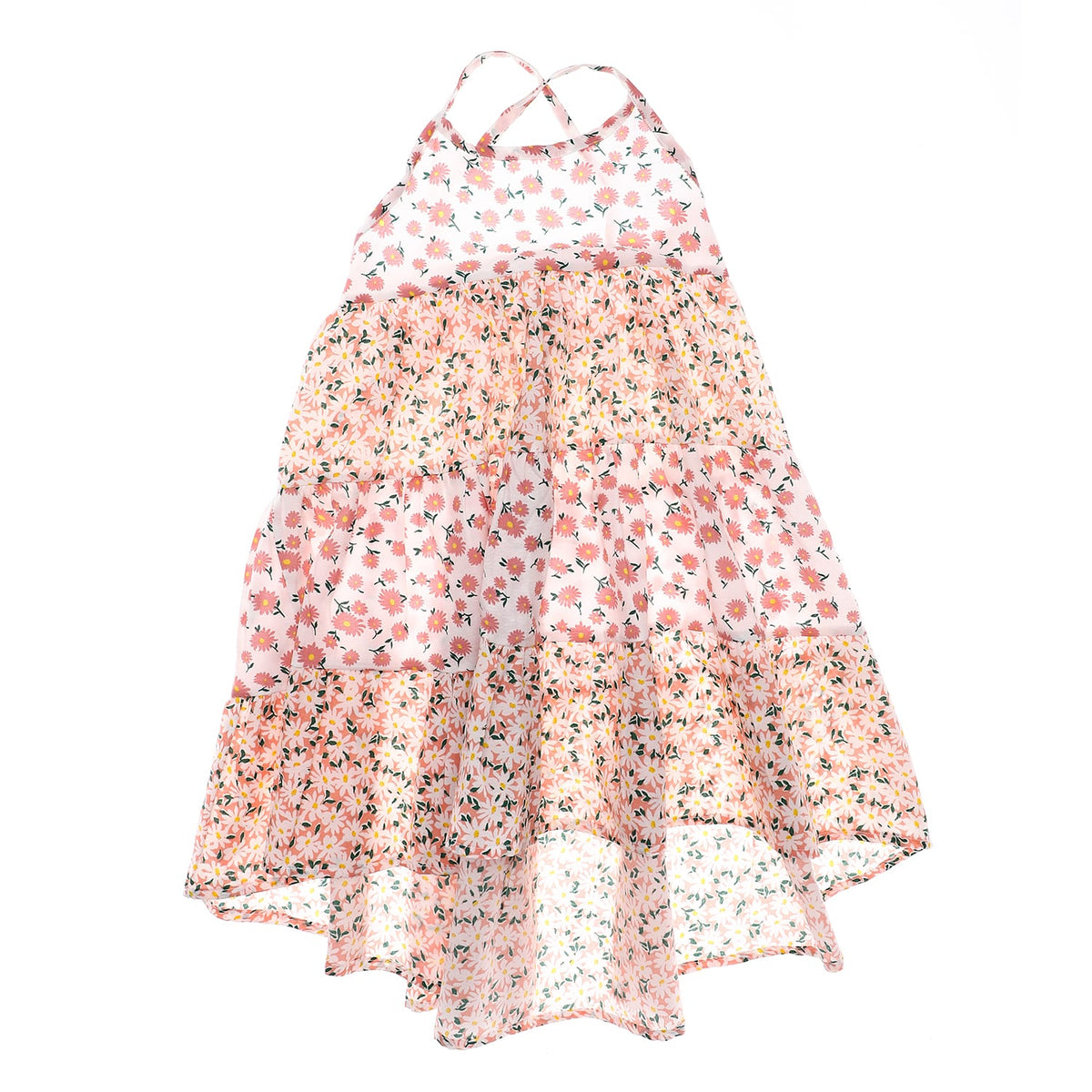 Multi Floral Patterned Simon Green White Girls Dress