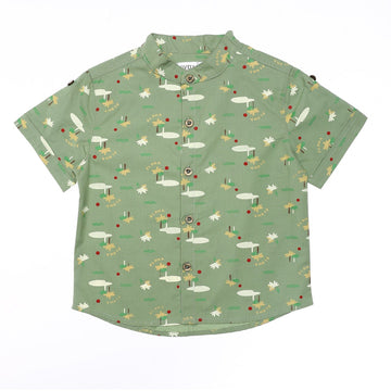 Mini Islands Green, OffWhite & Red Baby Boys Buttoned Down Shirt
