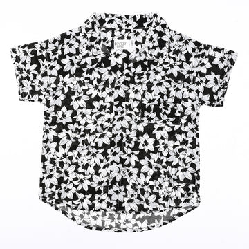 black& White Floral Slip shirt