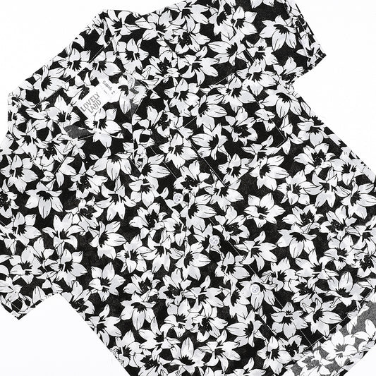 black& White Floral Slip shirt