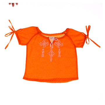 Orange Flower sholder shirt