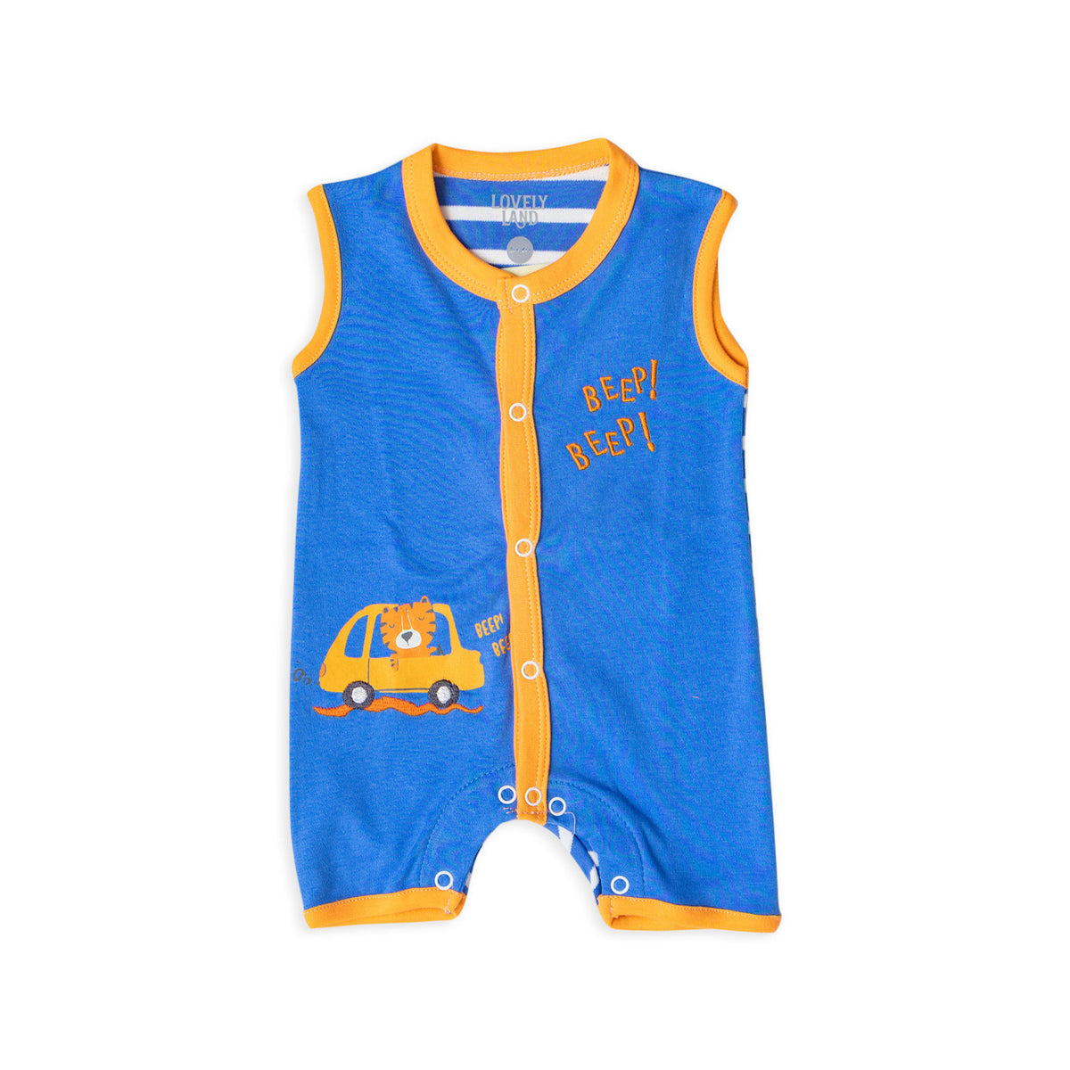 Dark Blue Sleeveless Salopette with Print