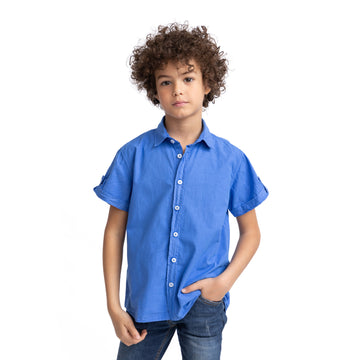 royal blue half sleeve buttoned shirt