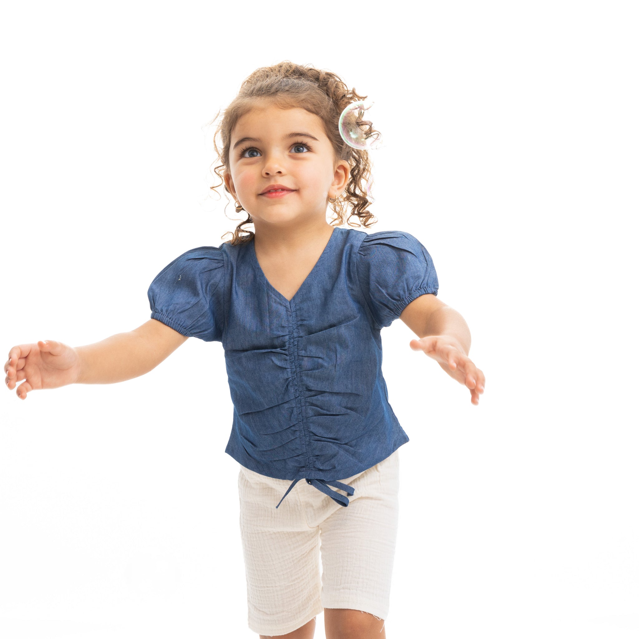 blue jeans half sleeve blouse