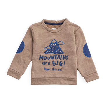dark bayge sweatshirt with mountain embroidery