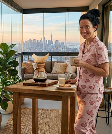 Pink Heart Print Pajama Set