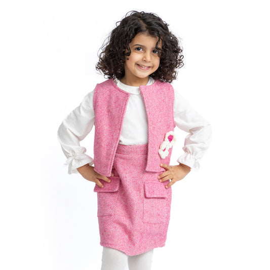 Set with gilet with flower pocket