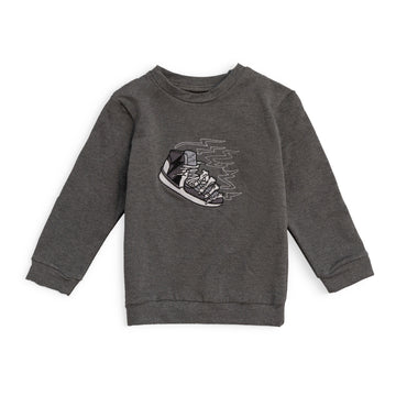 grey sweatshirt with shoes embroidery