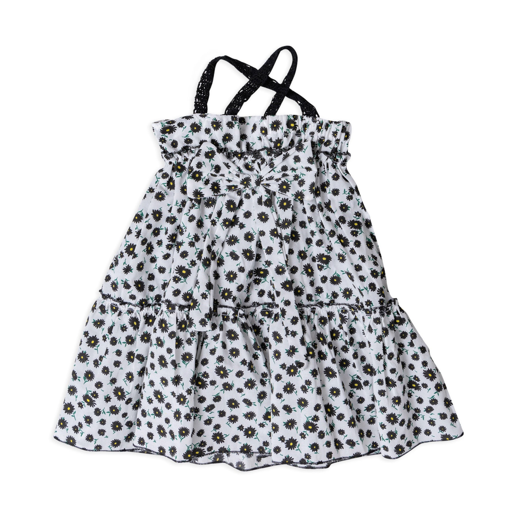 White Black Dress with Flower Print