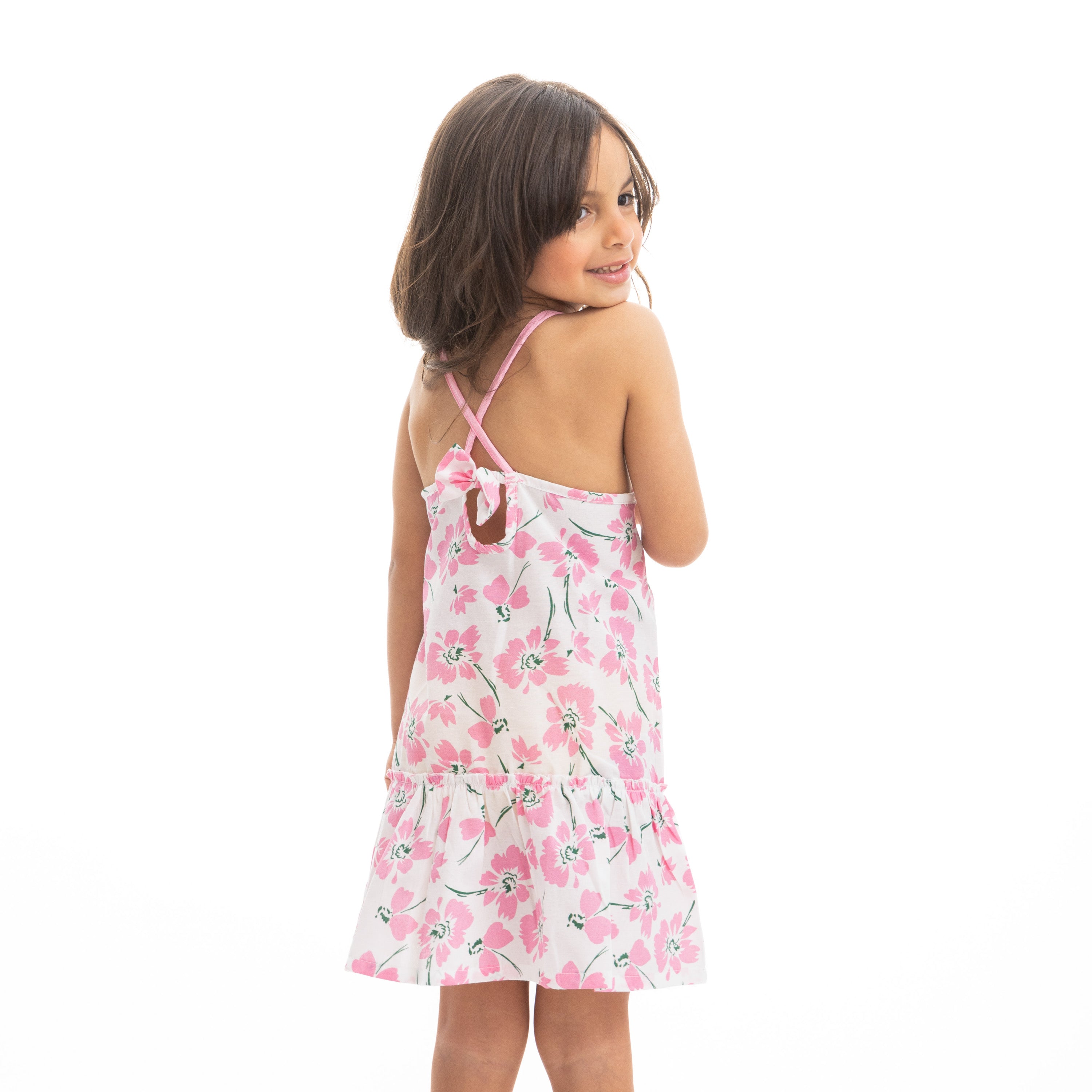 Printed Sleeveless Dress with Shoulder Laces