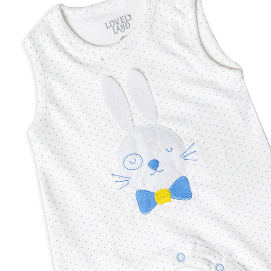 cream sleeveless salopette with rabbit print