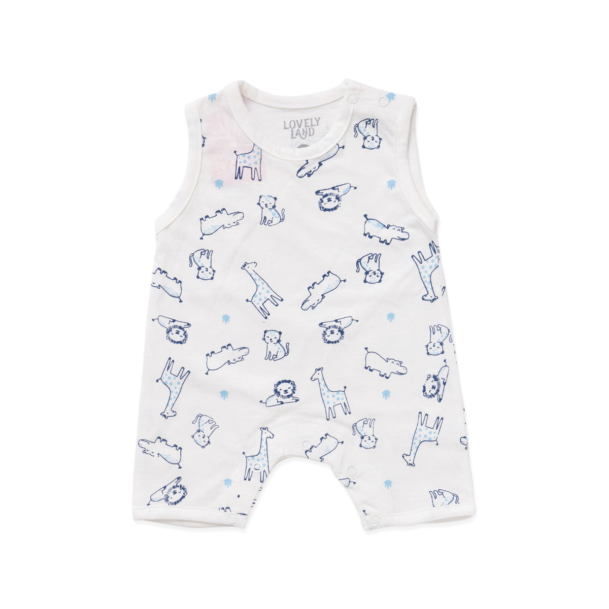 Torquoise Sleeveless Salopette with Animal Print