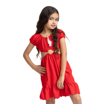 red half sleeve dress