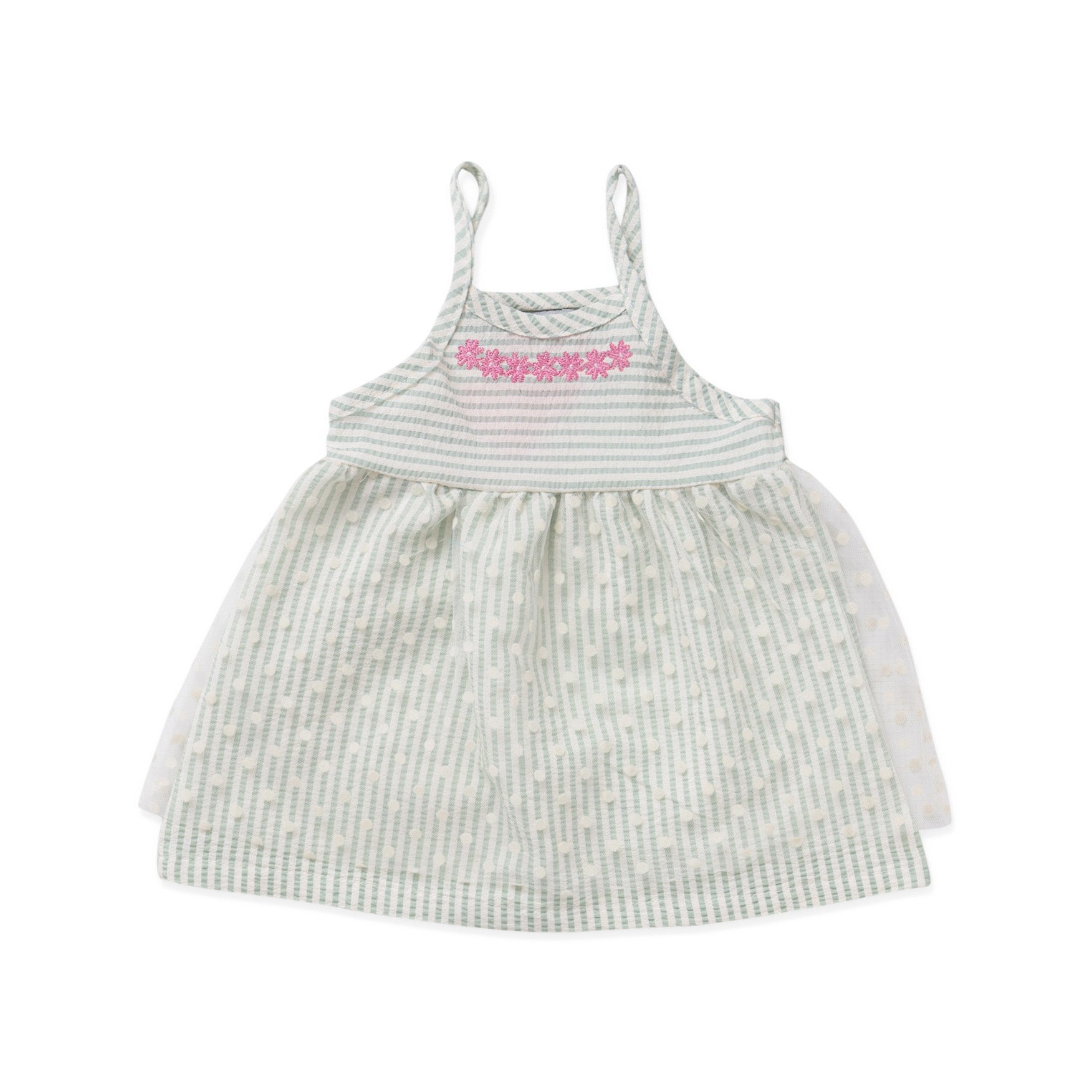 stripped dress with flower decoration