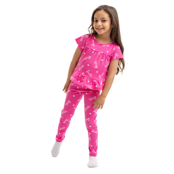 Fuchsia pyjama with heart barbie print