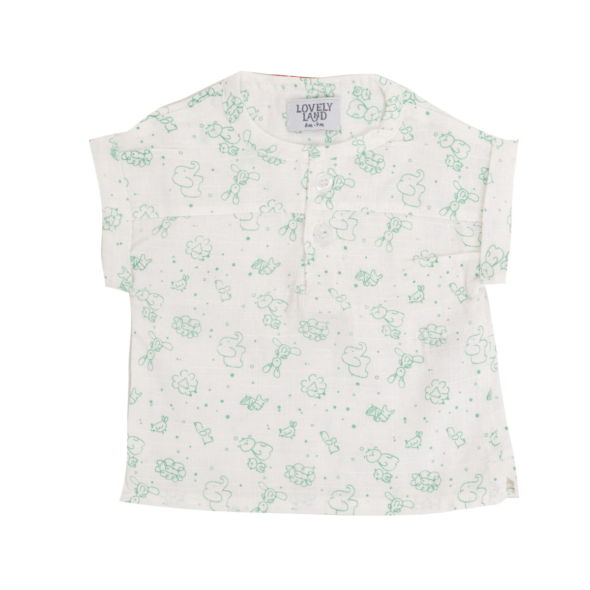 Green Half Sleen Buttoned Shirt with Animal Print