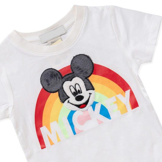 white half sleeve t-shirt with mickey chest print